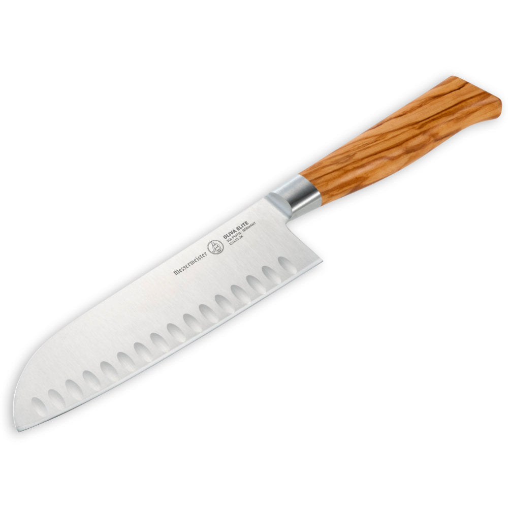 Messermeister Oliva Elite 7-inch Kullens Santoku Knife at Swiss Knife Shop