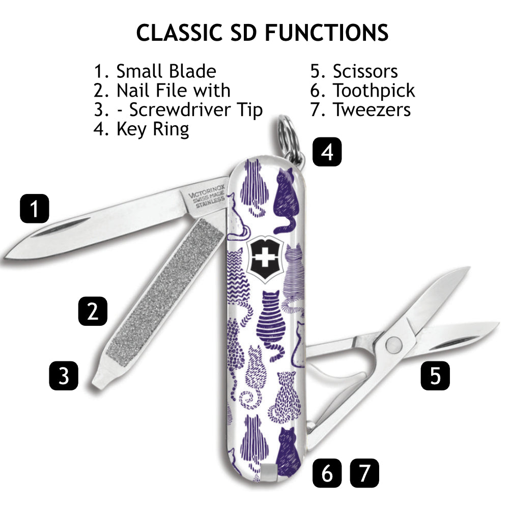 Victorinox Cats Classic SD Designer Swiss Army Knife Functions