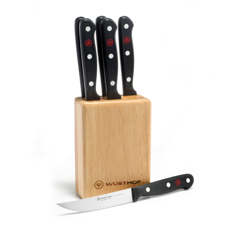 Wusthof Gourmet 6-Piece Steak Knife Set in Block at Swiss Knife Shop
