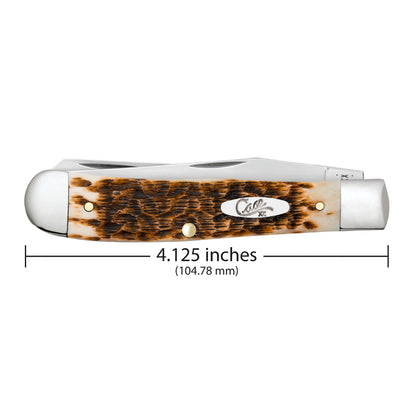 Case Carbon Steel Trapper Amber Bone Pocket Knife is 4.125 Inches Closed
