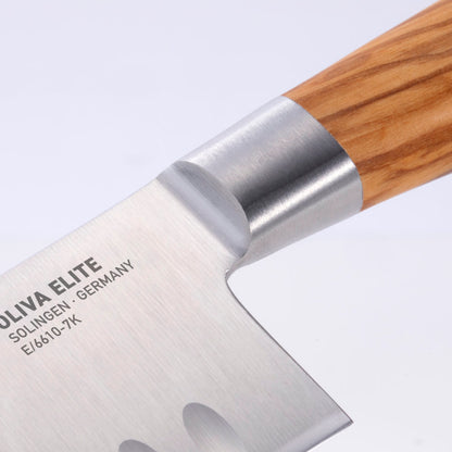 Messermeister Oliva Elite 7-inch Kullens Santoku Knife Bolster Detail