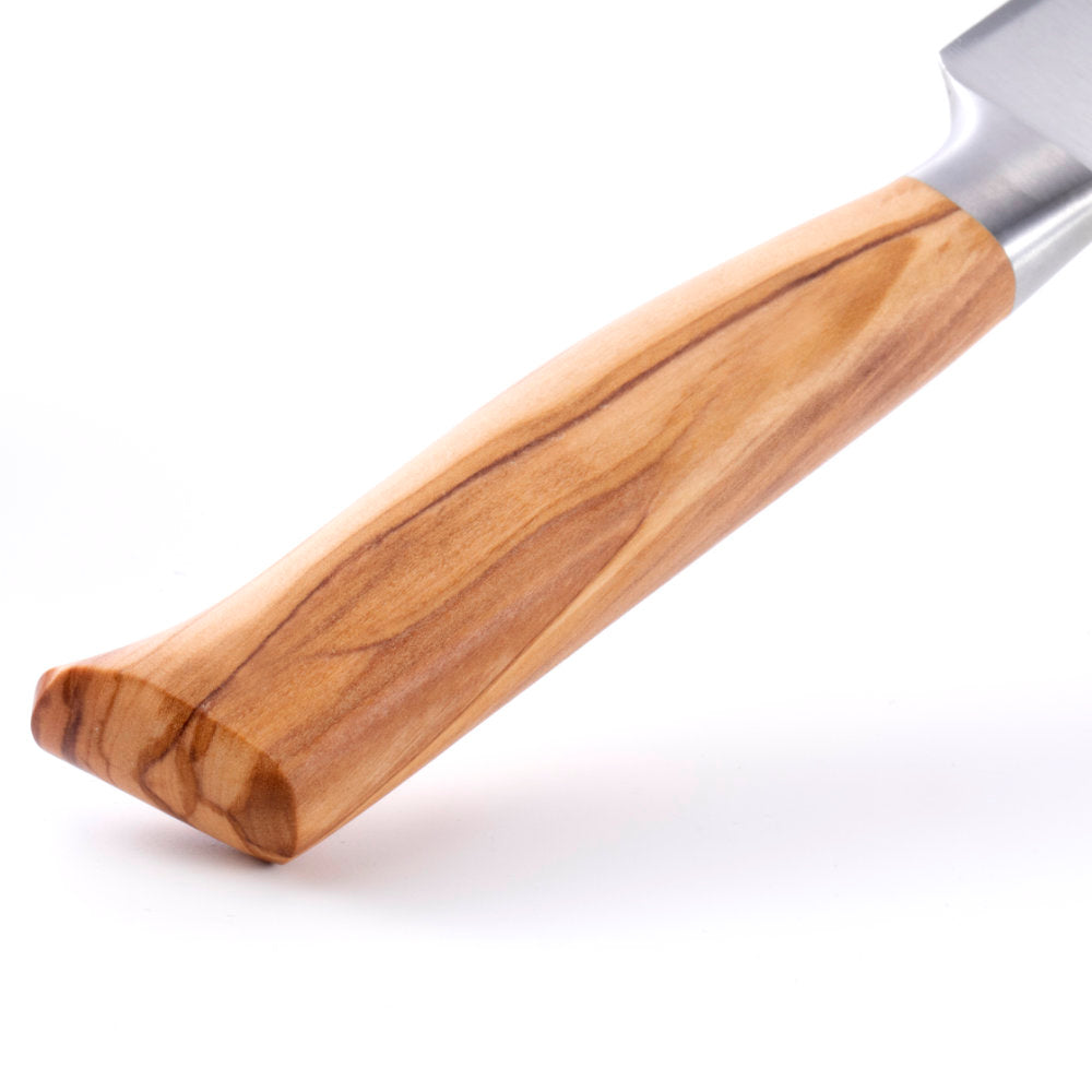 Messermeister Oliva Elite 9-inch Scalloped Bread Knife Handle Detail