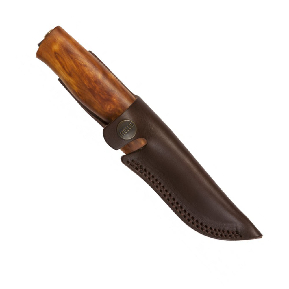 Helle Fossekallen Outdoor Knife in Genuine Leather Sheath with Snap Closure