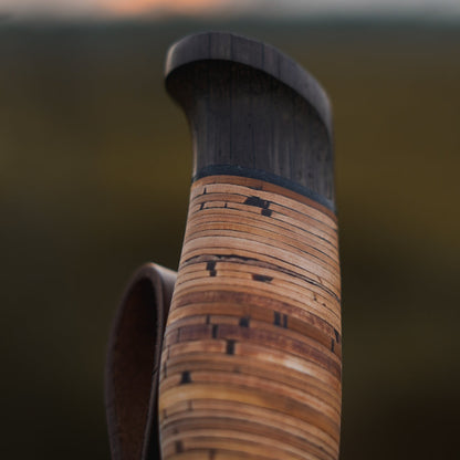 Helle Sigmund Dark Birch Outdoor Knife with Leather Sheath Handle Detail