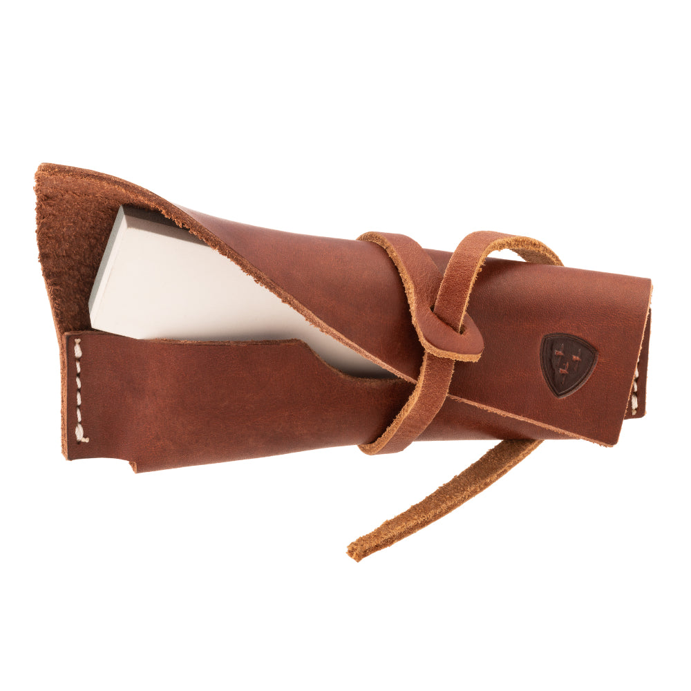 Helle Small Sharpening Stone with Leather Sheath