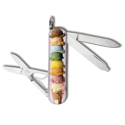 Victorinox Ice Cream Classic SD Designer Swiss Army Knife Back View with Towering Ice Cream Cone