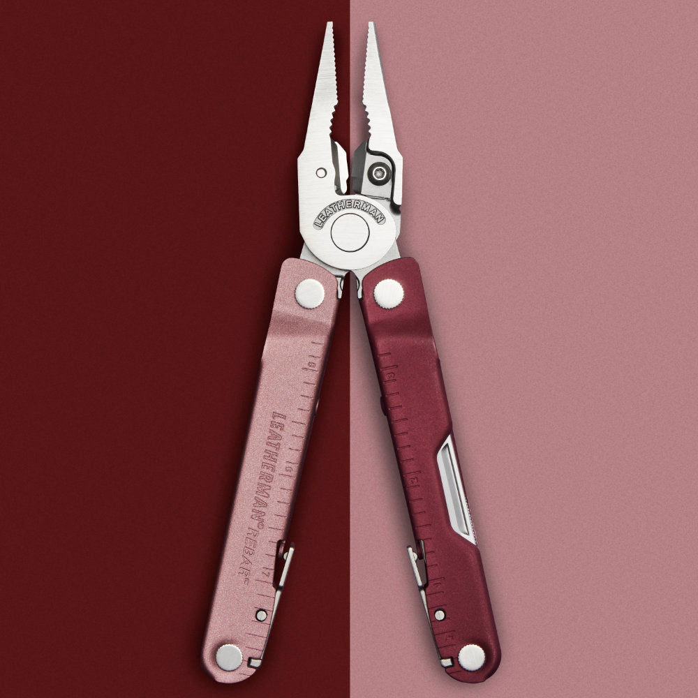 Leatherman Rebar Heathered Cranberry Multi-Tool with Nylon Sheath with Bi-Colored Handles