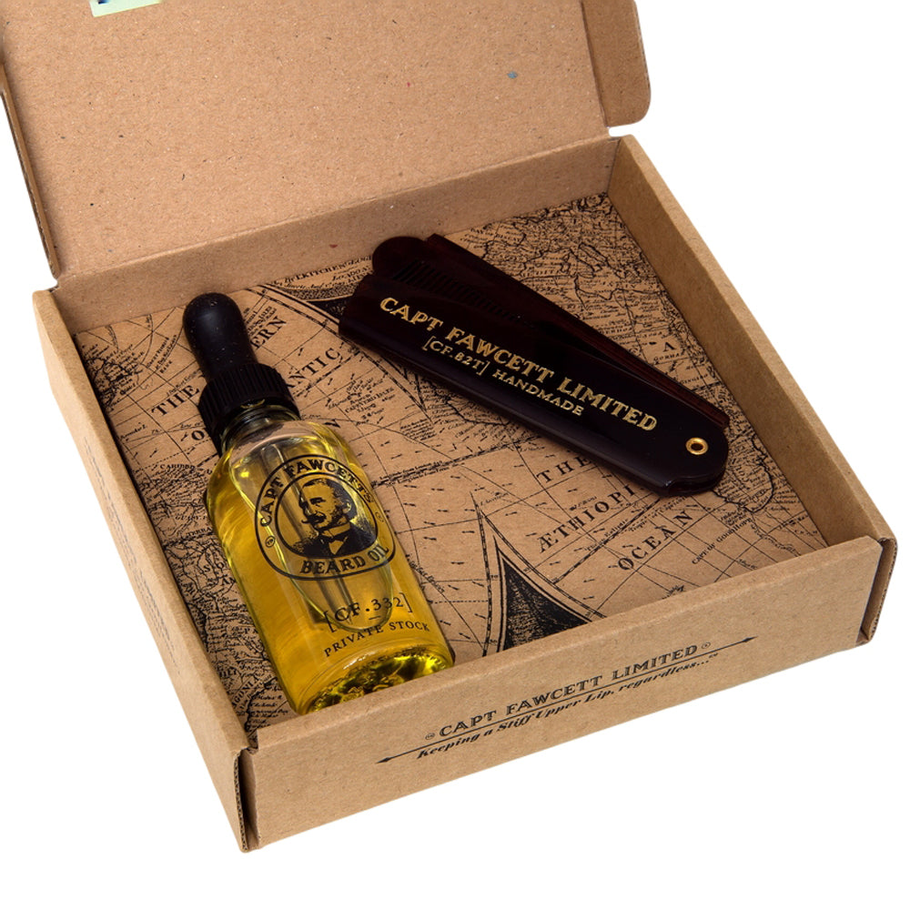 Captain Fawcett's Beard Oil and Comb Set at Swiss Knife Shop